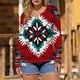 thumbnail image 5 of TaTaai Retro Western Top Soft Comfortable Women's Fashion Casual Round Neck Long Sleeve Button Accent Printed Loose Spring Daily Blouse Gift, 5 of 5