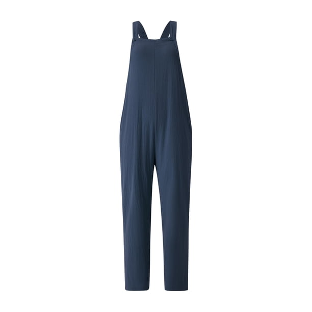 VISgogo Pantalones con tirantes para mujer, peto ajustado de color sólido con bolsillo para mujer, S/M/L/XL/XXL VISgogo moda