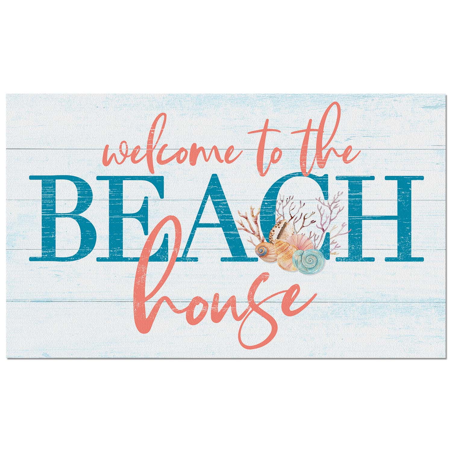 Beach House Welcome Rectangular Rubber Outdoor Doormat