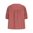 thumbnail image 3 of ClodeEU Women's Summer Short Sleeve Round Neck Cotton Linen Shirts,Retro Embroidered Boho Blouse Tops Red,Womens Plus S, 3 of 7