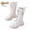 White, variant on Lace-Up Combat Boots for Girls Single Lined Mid Calf Side Zipper Leather Boots Winter Non-Slip Mid-Calf Boots