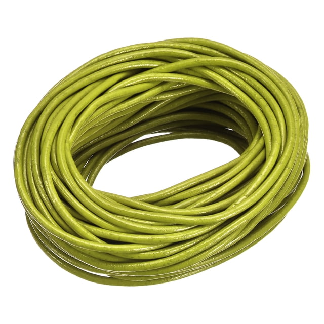 Cordón Redondo de Cuero 11 Yardas 2mm Trenzado Hierba Verde Unique Bargains