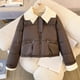 thumbnail image 3 of Parkas de manga larga con cuello para mujer, chaqueta de plumón corta, chaqueta de cuero de invierno para mujer, chaqueta gruesa y cálida, abrigo para mujer, 3 of 3