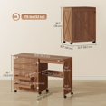 thumbnail image 2 of Folding Sewing Machine Table with Storage - Brown Craft Table on Wheels for Living Room, Bedroom & Home Office - Compact Cabinet Design with 18 Pegs & Shelf, 2 of 7