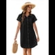 thumbnail image 2 of Vestido Camisero Informal de Verano para Mujer, de Algodón y , con Escote en V, Botones, Corta y Cintura Holgada, Color Negro, Talla M, 2 of 7