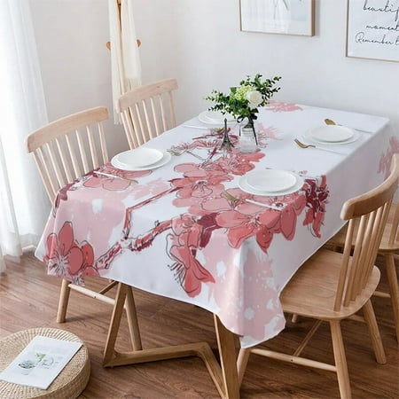 

Small Fresh Plum Blossom Print Home Rectangular Tablecloths for Table Party ration Waterproof Anti-stain Nappe De Table
