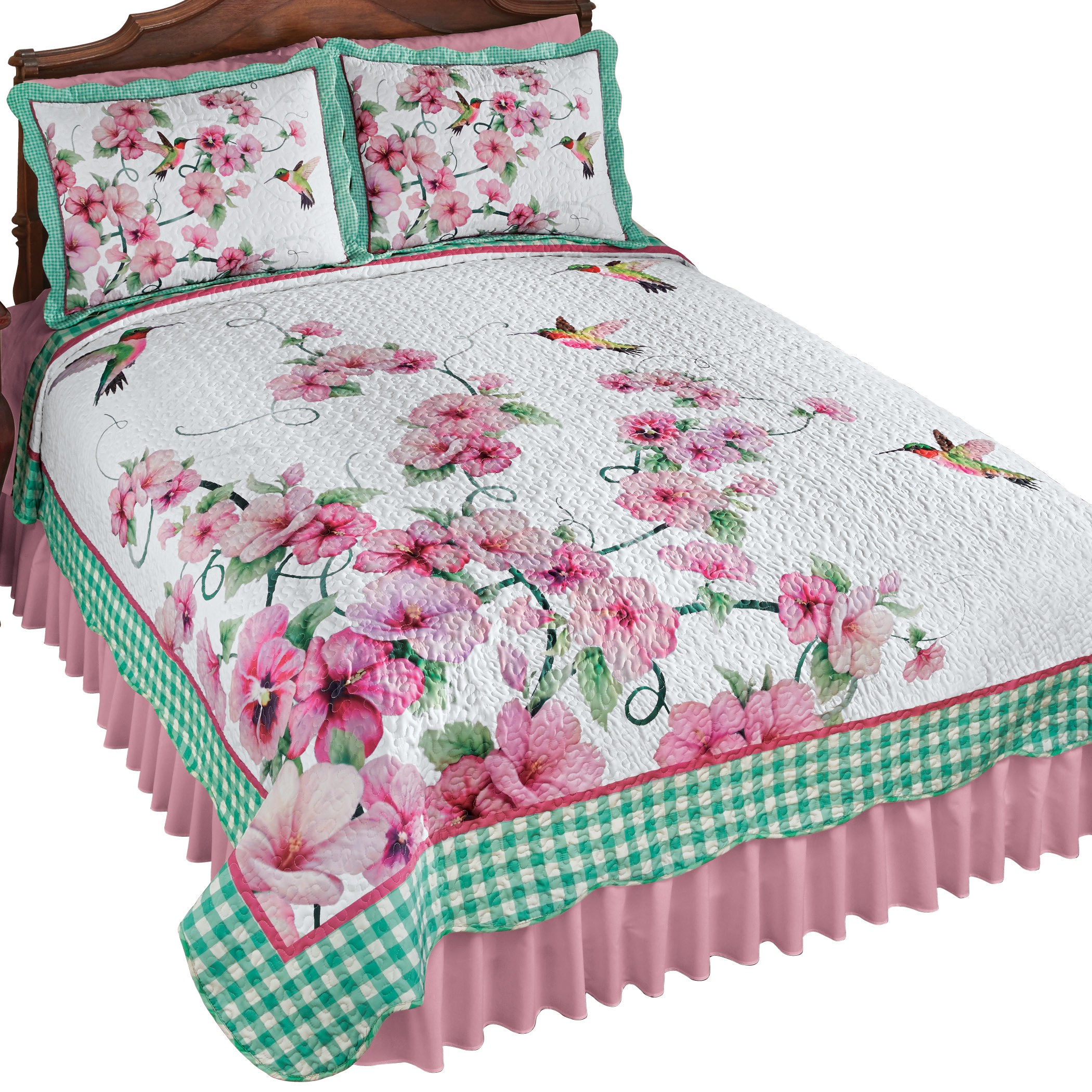 Bedroom Home D/écor Polyester Choose Twin Blooming Pink Roses Floral Bouquet Quilt King Machine Wash Full//Queen