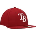 thumbnail image 3 of Men's New Era Cardinal Tampa Bay Rays White Logo 59FIFTY Fitted Hat, 3 of 6