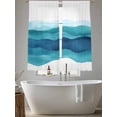 thumbnail image 5 of Teal Blue Sheer Curtains 63 Inches Long 2 Panels Water Ripple Abstract Ombre Watercolor Modern Art Light Filtering Semi Sheer Window Curtains Drapes for Bedroom Living Room 52"x63", 5 of 7