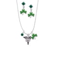 thumbnail image 1 of Delight Jewelry Silvertone Caduceus - DPT Green Shamrock Necklace and Clover Earrings Jewelry Set, 1 of 5