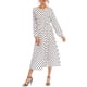 thumbnail image 3 of SAYOO Vestido de primavera femenino con estampado de punto y cuello redondo de manga larga vestido Midi SAYOO moda, 3 of 9