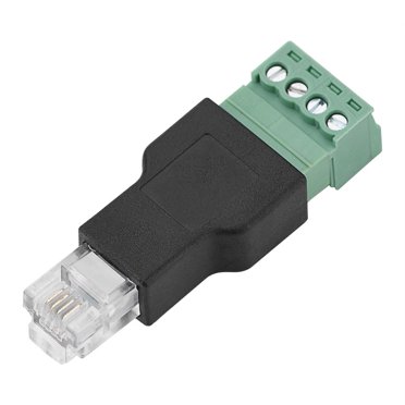 RJ11 6P4C Male To 4-Pin Screw Terminal Adapter - For CCTV, Security System Wiring