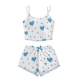 thumbnail image 6 of JIA JIA SHUANG Women Pajama Sets Heart Print Cami Top with Bow Tie Shorts Pjs 2 Piece Outfits Cute Fashion Sleepwear(Blue,Large), 6 of 6