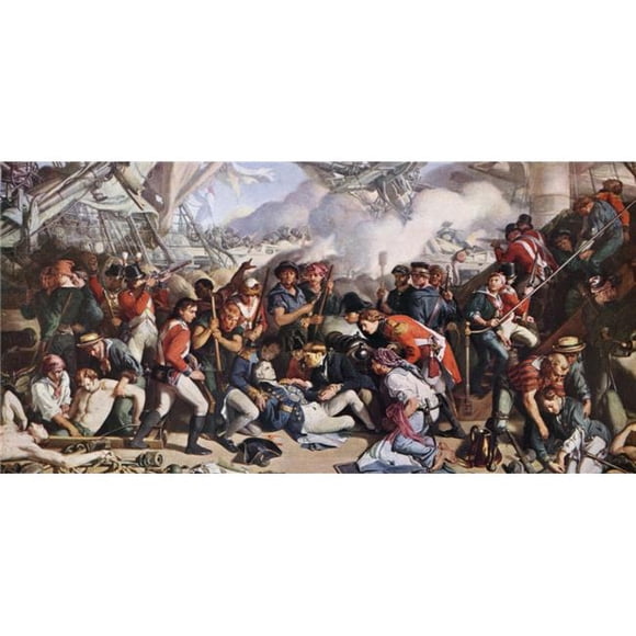 La Mort de Nelson. Peinture par Daniel Maclise des Plus Grandes Peintures du Monde Publiées par Odhams Press&44; Londres&44; 1934 Affiche Imprimée&44; 40 x 20 - Grand