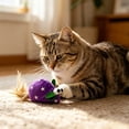 thumbnail image 6 of Star Style Plush Mouse Cat Toy 5.5 Inch, Mixed Color Feather Tail Simulated Mouse for Kittens, Purple, 6 of 6