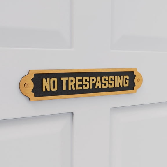 Renovators Supply No Trespassing Signs 10 3/4" x 2 1/8" Solid Brass No Trespassing Signs in Lacquered Finish w/Screws
