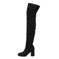 thumbnail image 5 of Slouchy Thigh High Boots for Women Fashion Suede Pointed Toe Chunky Heel Side Zipper over the Knee Dress Boots, 5 of 8
