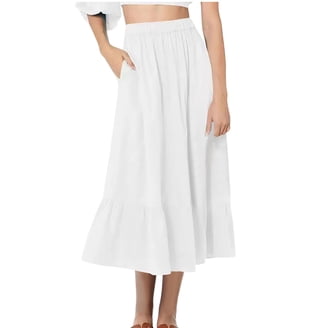High Waist A Line Pleated Midi Skirt, Women's Navy-383336