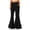 Black, variant on Women's High Waist Double Tier Ruffle Hem Flare Pants, Soft Bell Bottom Trousers with Pockets, Stretchy Casual Wide Leg Lounge Pants for Daily Wear Red S