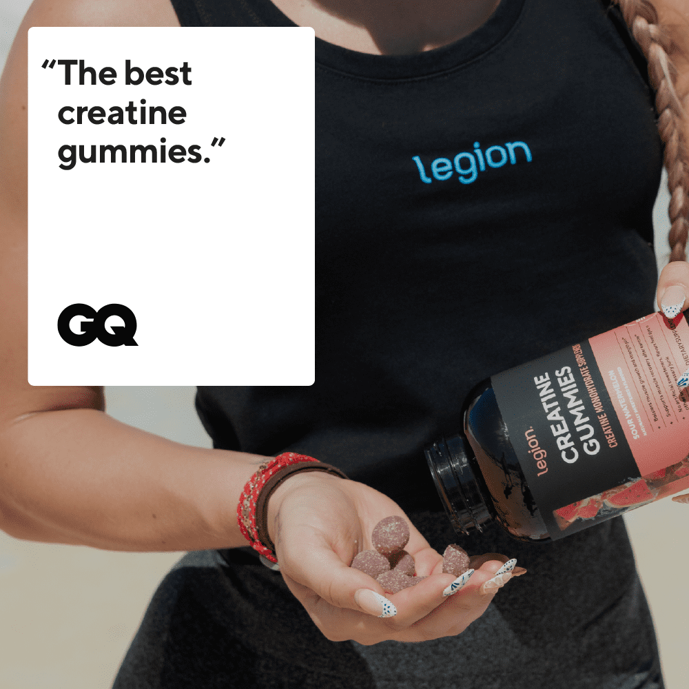 Legion Creatine Monohydrate Gummies for Men & Women, Sour Watermelon, 5g Creatine Per Serving, Zero Sugar, 120 Count, 30 Servings