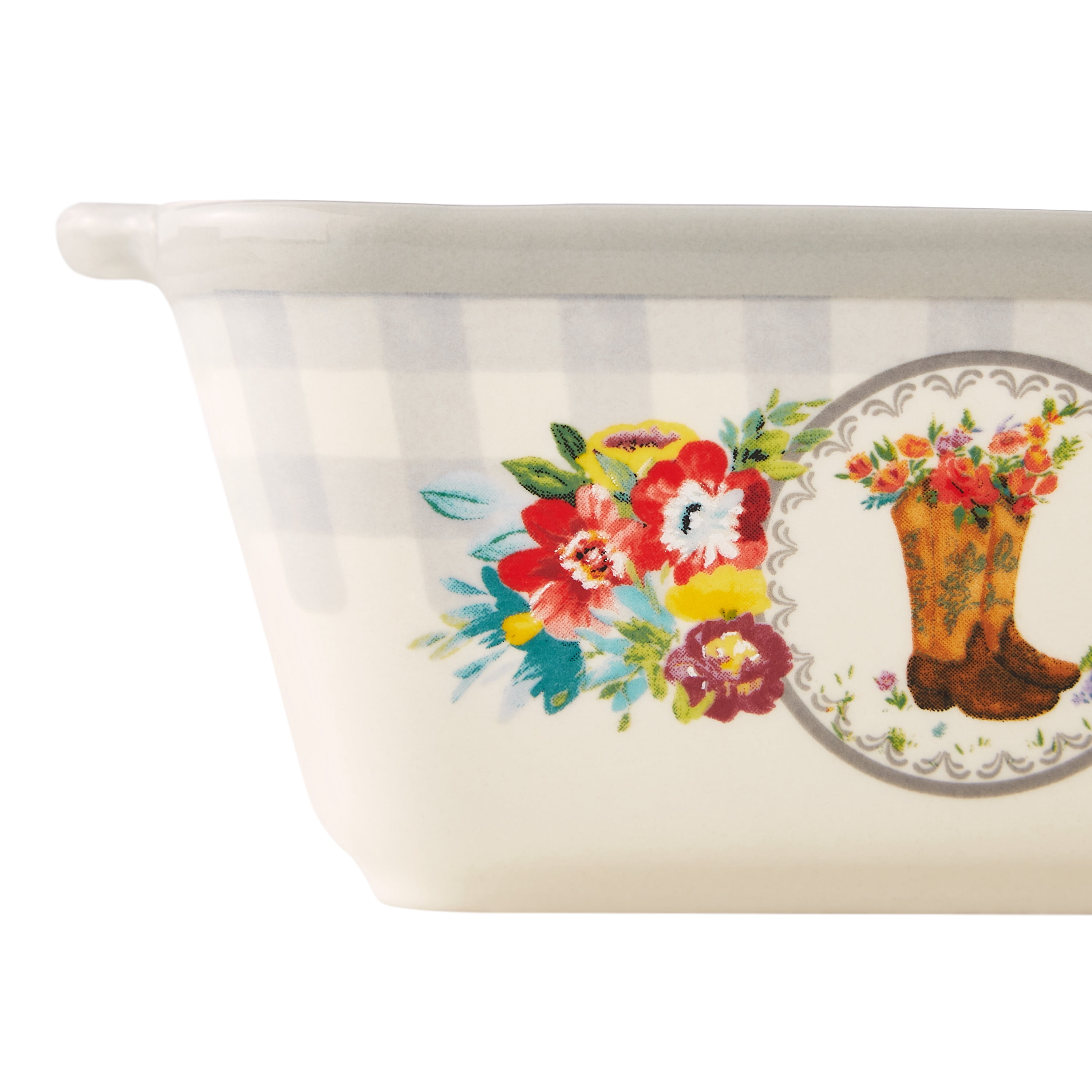 The Pioneer Woman Sweet Romance Blossoms Mini Ceramic Loaf Pan Set, 4 Pack