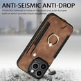 thumbnail image 6 of Nalacover For iPhone 13 Mini Case Ring Holder Kickstand with Credit Card Holder, Back Flip Premium Leather Magnetic Clasp Removable Wirst Hand Strap Cover For iPhone 13 Mini, Brown, 6 of 14