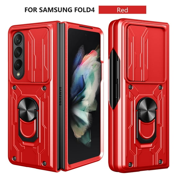 TECH CIRCLE Case for Galaxy Z Fold5 5G (2023) - Protective Rugged Case with Stand / Phone Ring Holder /Sliding Cover for Camera, Sturdy Cool Cover, Red