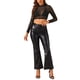 thumbnail image 2 of INSPIRAR CHIC Día de San Valentín Top Corto de Mujer Semi-Translúcido de Manga Larga Cuello Redondo Blusa L Negro Sólido, 2 of 5