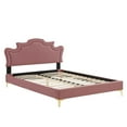 thumbnail image 3 of Platform Bed Frame, King Size, Pink, Velvet, Mid Century French Bedroom, Modern Contemporary Boutique HB35448, 3 of 12