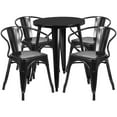 thumbnail image 2 of Emma + Oliver Commercial 24" Round Black Metal Indoor-Outdoor Table Set with 4 Arm Chairs, 2 of 5