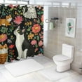 thumbnail image 7 of Patifu Cat Dog Flowers Chic Modern Bathroom Decor Shower Curtain Set with Hooks 36"x72, 7 of 7