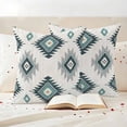 thumbnail image 3 of Teal Grey Pillow Covers 2 Pack Aztec Ethnic Southwestern Native Geometric Pillowcase Waterproof Outdoor Throw Pillow Cover for Patio Garden Square Cushion 20”x20”, 3 of 9