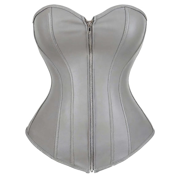 Huowey Gray Renaissance Corset Tops For Women Halloween Costumes Zip Front Steampunk Victorian Lace Up Bustier Cosplay Party Clothes,XXXXXXXL