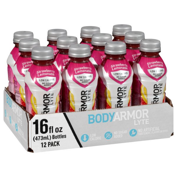 BODYARMOR LYTE Sports Drink LowCalorie Sports Beverage, Strawberry Lemonade, Natural Flavor