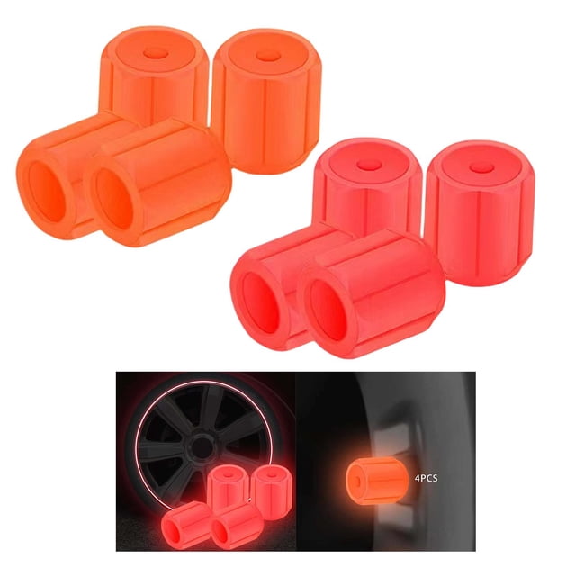 8x Tapas de Válvula de Neumático de Coche Tapas de Neumático de Bicicleta Iluminadas para Bicicleta Motocicleta Naranja Rojo , Rojo naranja DYNWAVEMX Tapas de vástago de válvula de neumático