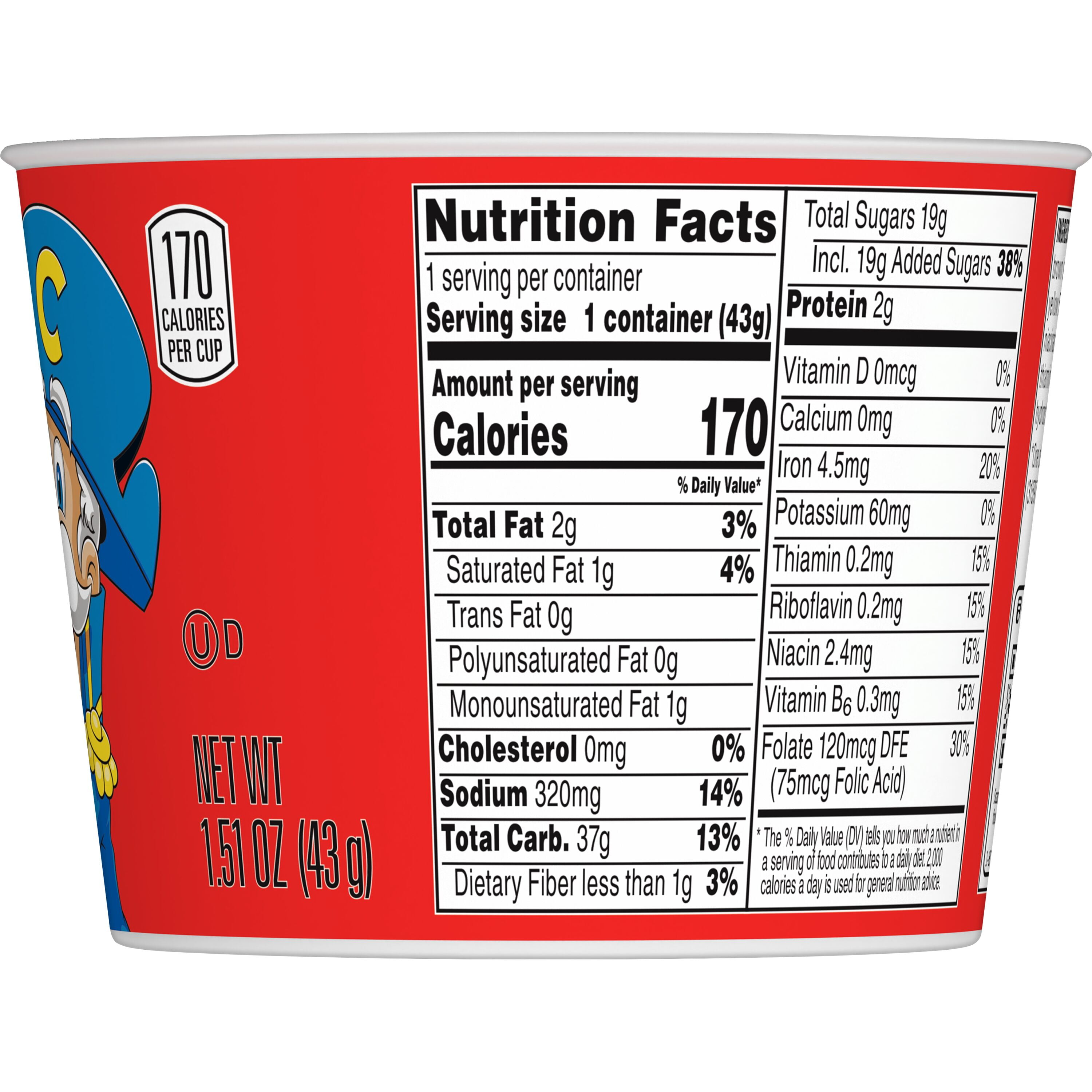 (10 pack) Cap'n Crunch Breakfast Cereal Original Express Cup, 1.51oz