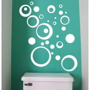 Wall Decor Plus More WDPM238 Wall Vinyl Sticker Decal Circles and Rings, White, 25-Piece