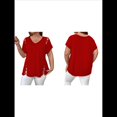 thumbnail image 3 of Blusas Tipo Túnica de Corta para Mujer, con Escote en V Recortado, Elegantes, Informales, Holgadas y Largas Rojo 5XL, 3 of 7