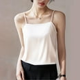 thumbnail image 2 of Holzkary Satin Camisole Tops for Women Spaghetti Strap Tank Top Satin Cami Tops Crew Neck Silky Camis Basic Blose Shirts Women's Suit with Bottoming White Satin Ice Loose Top In Summer White Xxl, 2 of 4