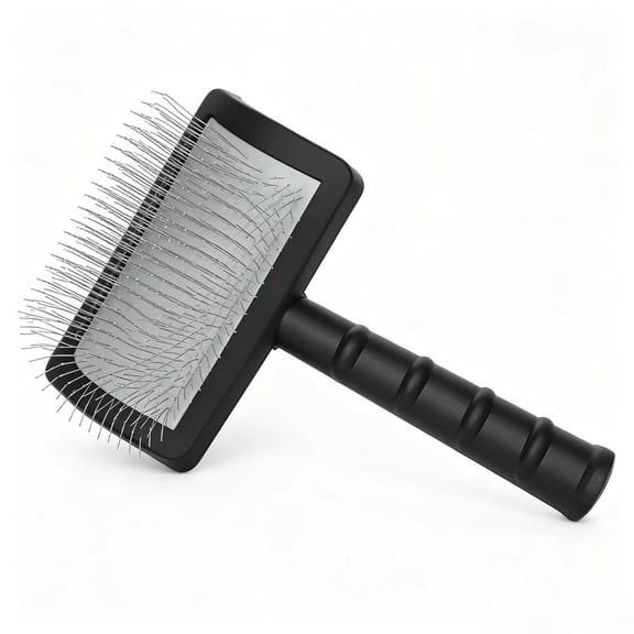 Vruelia Firm Slicker Brush for Cats and dogs- Extra Long Pin Slicker Brush for Large Cats and dogs Pet Grooming Wire Brush and Deshedding (Black)Cat and Dog Massage Brush