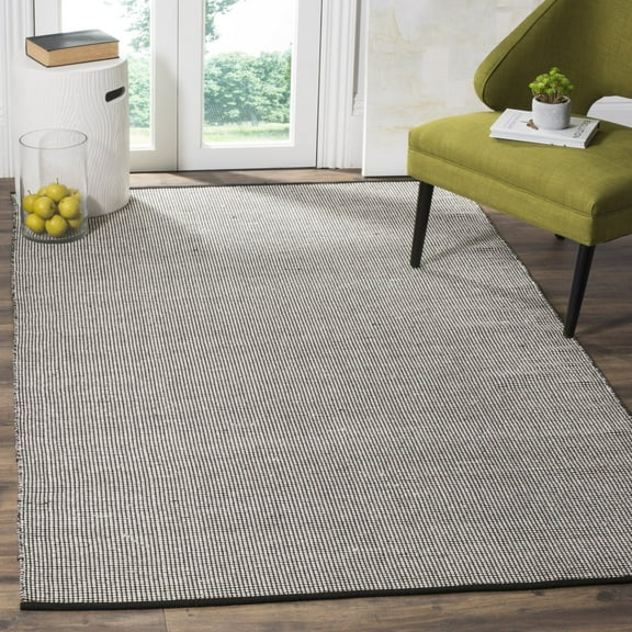 SAFAVIEH Montauk Sampson Geometric Dots Cotton Area Rug, Ivory/Black, 4' x 6'