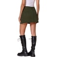 thumbnail image 3 of Faldas de mezclilla mini de corte A con abertura lateral de cintura alta para mujeres INSPIRE CHIC XL color verde ejército, 3 of 6