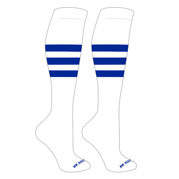 MK Socks Striped OTC Baseball, Softball, Football Socks (A) White, Royal (S)