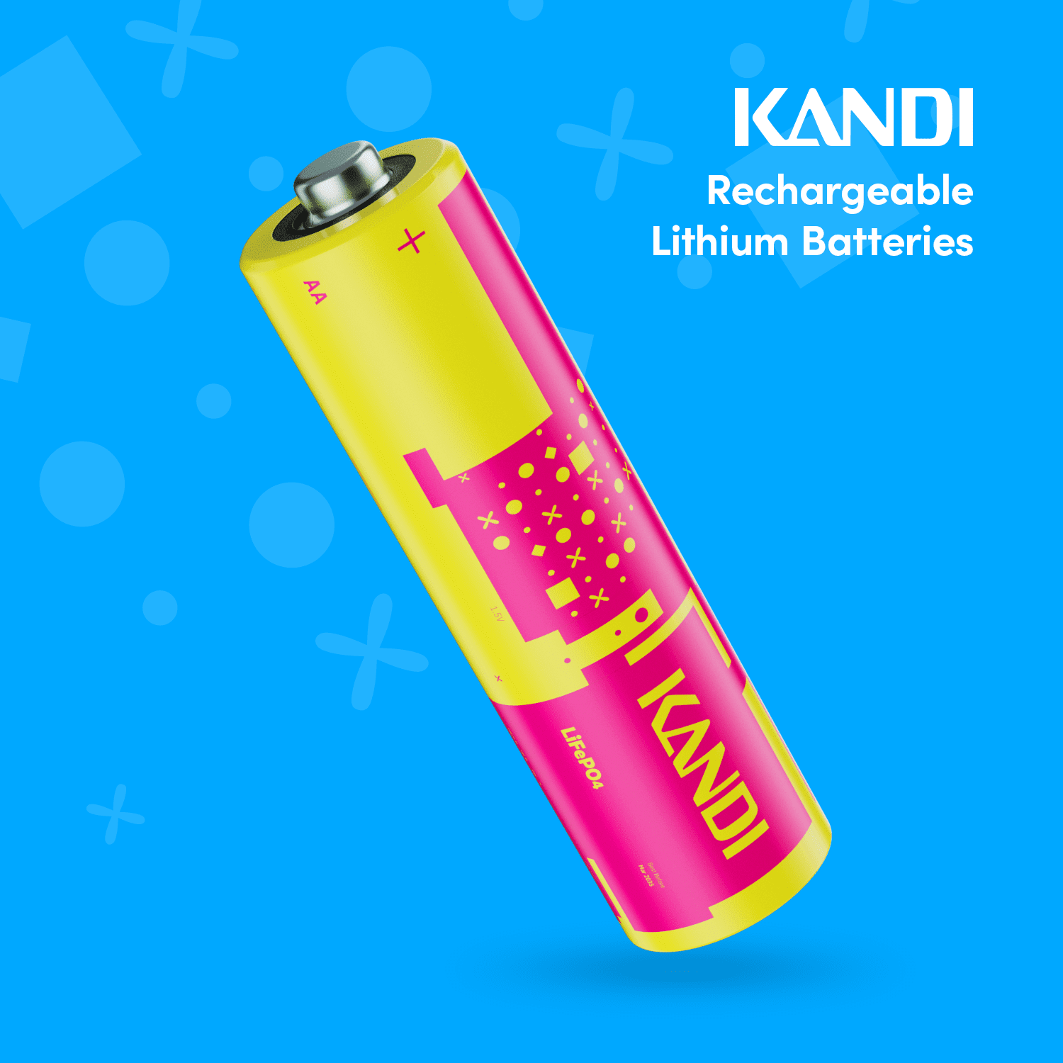 Kandi AA Lithium Rechargeable Batteries 8 Pack-Digital