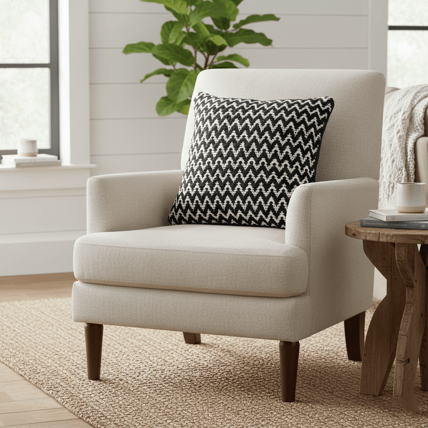 Harlow Hill Indoor Chic Chevron Handwoven Square Throw Pillow, Black / White, 20" x 20"