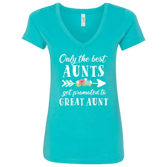 Inktastic Only the Best Aunts Get Promoted to Great Aunt with Flowers Women's V-Neck T-Shirt