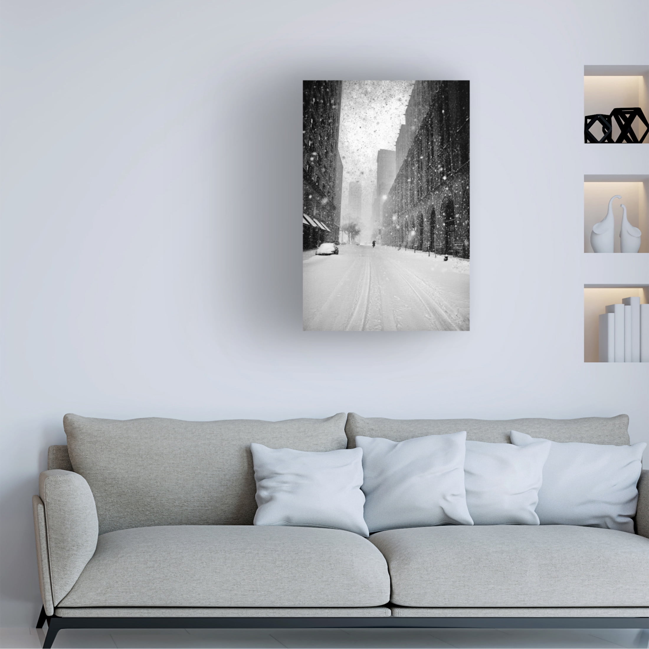 Canvas Wall Art - Martin Froyda 'New York Walker In Blizzard' Wall Art for Living Room, Bedroom, or Office D?cor by Trademark Fine Art - 22 x 32 Inches