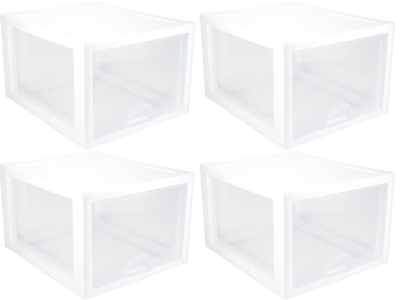 4 STERILITE 2310 Stackable Storage Drawer Pack of 4