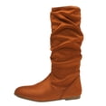 thumbnail image 7 of Pandaie Slouchy Knee High Boots for Women Classic Faux Suede Leather Low Heel Zip Pull on Fashion Long Tall Riding Boot for Fall Winter, 7 of 7