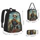 thumbnail image 2 of Easygdp Skeleton Chef BBQ Scene Mochila para Niños y Niñas con Set de Caja de Almuerzo y Estuche para Lápices 3 en 1, Mochila Escolar Estampada para Adolescentes, 2 of 7